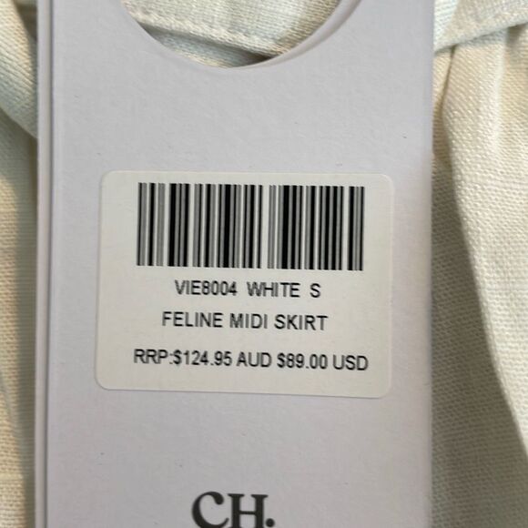 Charlie Holiday Fleur Linen Belted Midi Skirt Ecru Knit 4 - Picture 5 of 7